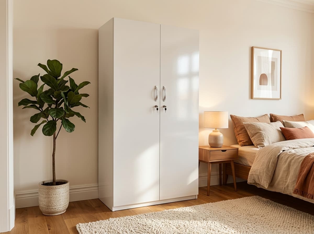 Modern 2-door white wardrobe