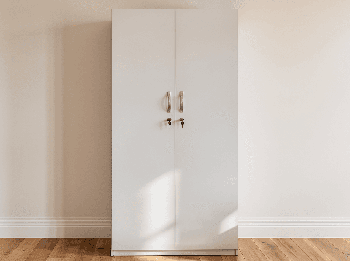 Modern 2-door white wardrobe