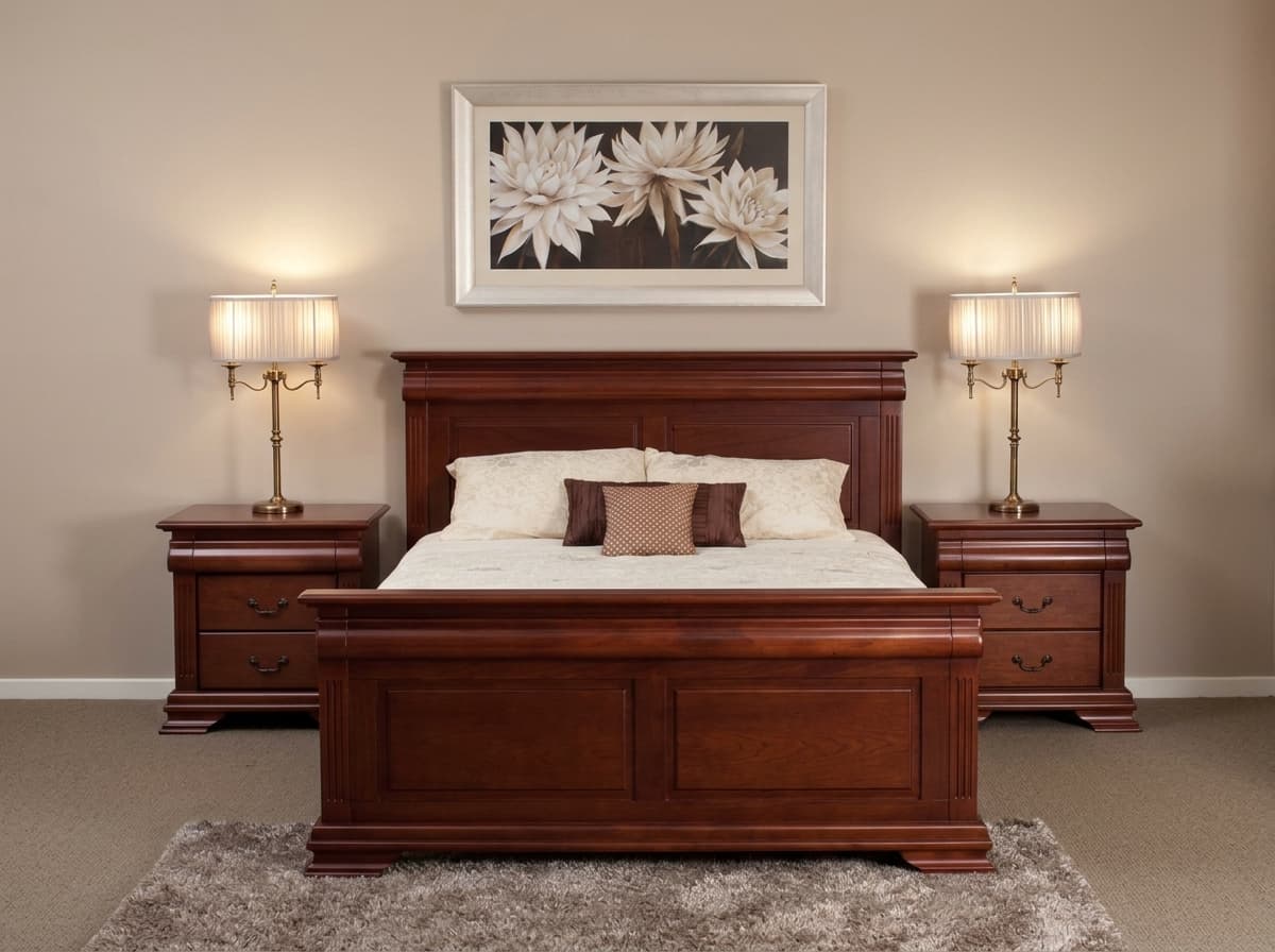 Traditional wooden sleigh bedroom suite