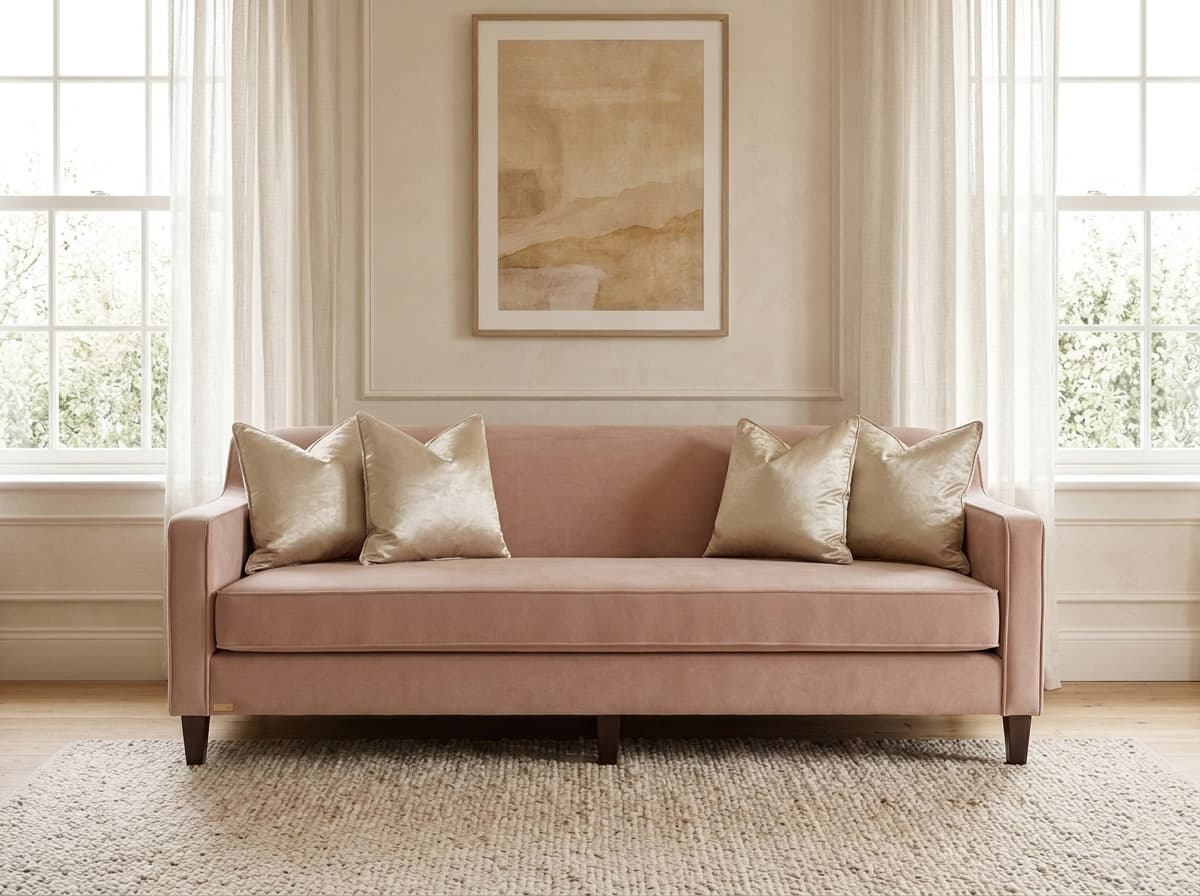 Blush Velvet 3-Seater Track-Arm Sofa
