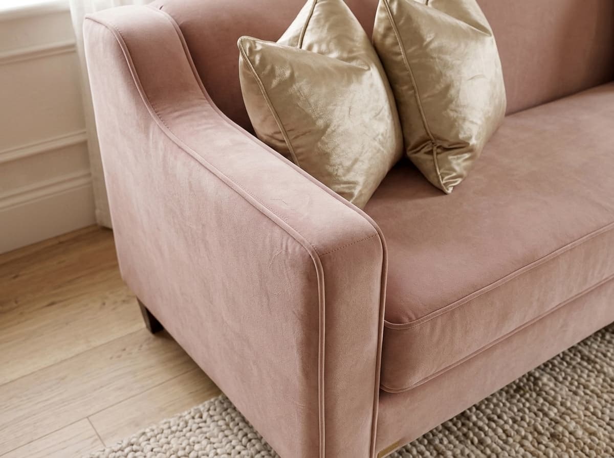Blush Velvet 3-Seater Track-Arm Sofa