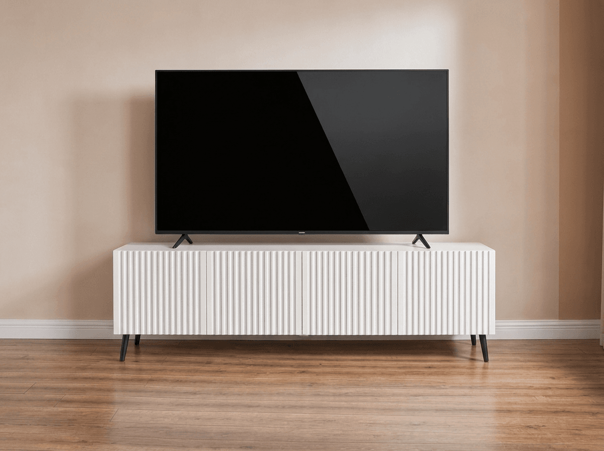 Modern White engineered wood Tv console